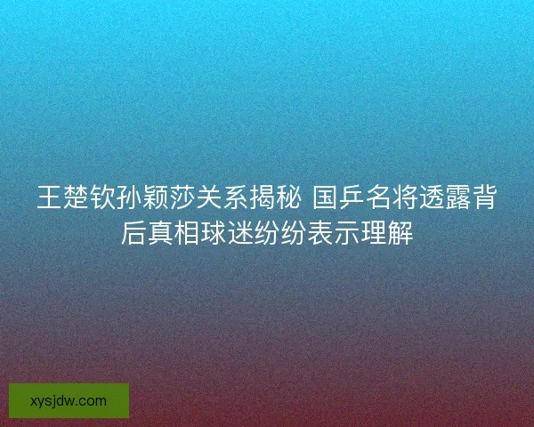 王楚钦孙颖莎关系揭秘 国乒名将透露背后真相球迷纷纷表示理解